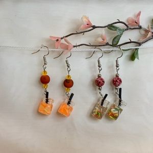 Boba abd fruit drink earrings